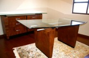 Sapell desk Sapelli pomele, aluminum and glass